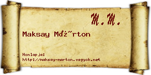 Maksay Márton névjegykártya