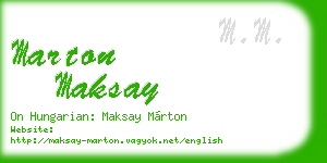 marton maksay business card